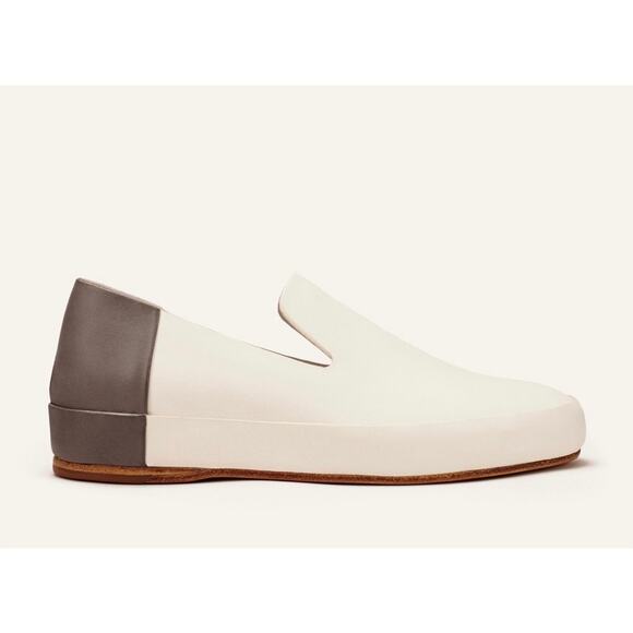 Feit Flat Slipper Loafer Slip Ons Bi Color Cream Brown Leather 37 Size 6.5 - Picture 1 of 11